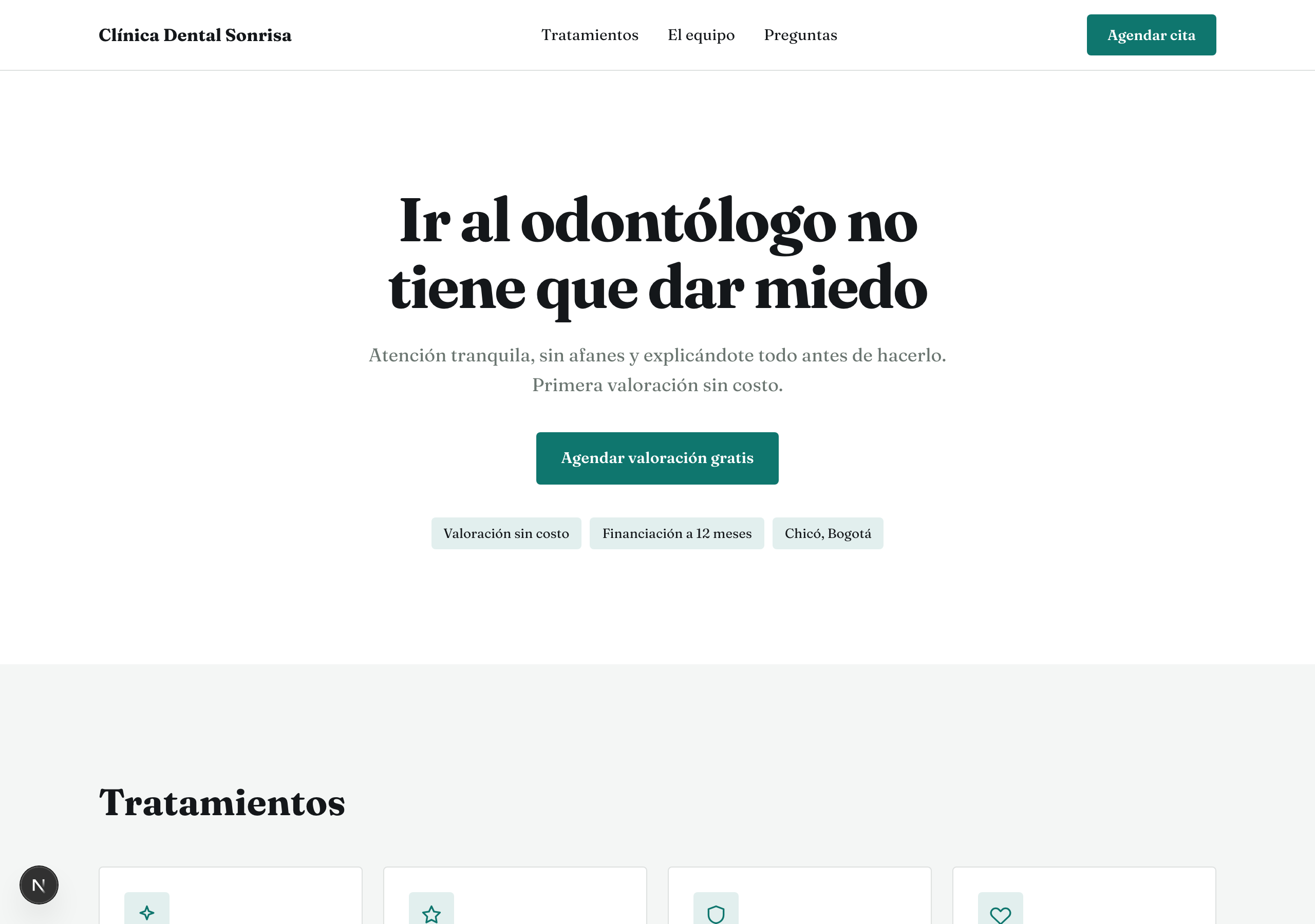 Página web de Clínica Dental Sonrisa